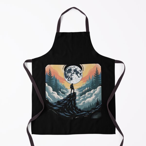 Item preview, Lone Hiker Under Full Moon Mountain Adventure Night Sky Forest Landscape designed and sold by yoddel.
