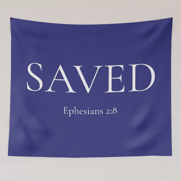 Item preview, Saved | Ephesians 2:8 | Minimalist Christian Bible Verse Typography by All43 designed and sold by All43.