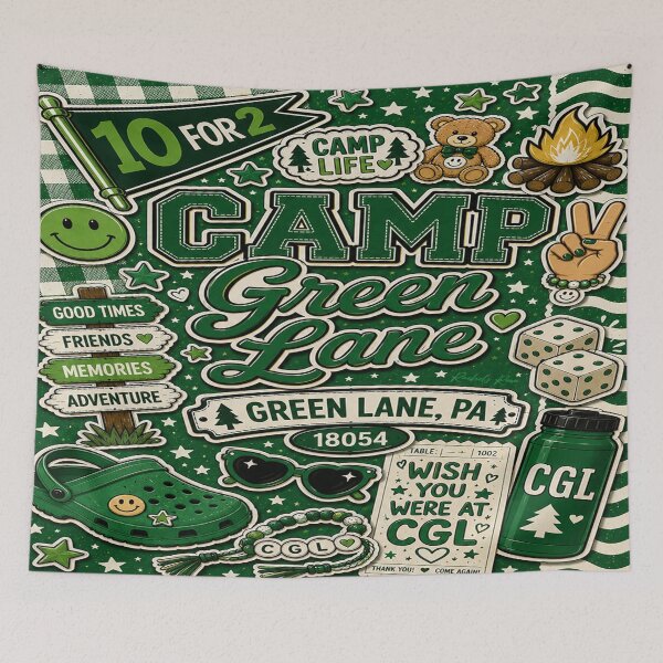 Item preview, Camp Green Lane Collage designed and sold by Rachel's Room.