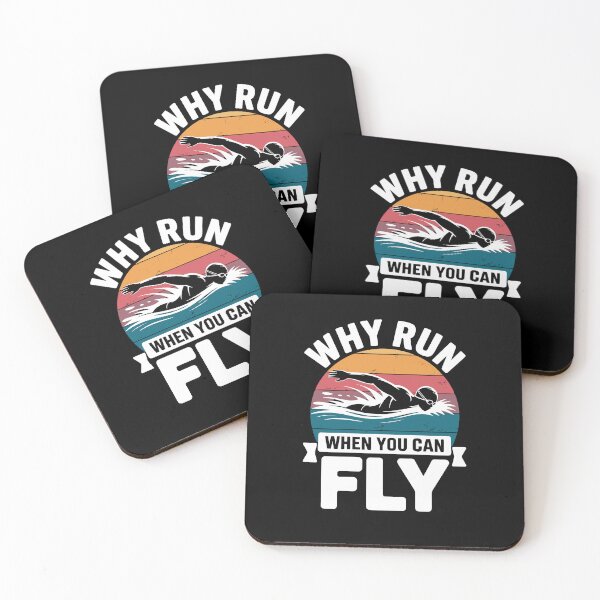 Item preview, Why Run When You Can Fly Retro Swim Lover Swimmer Swimming Quote designed and sold by yoddel.