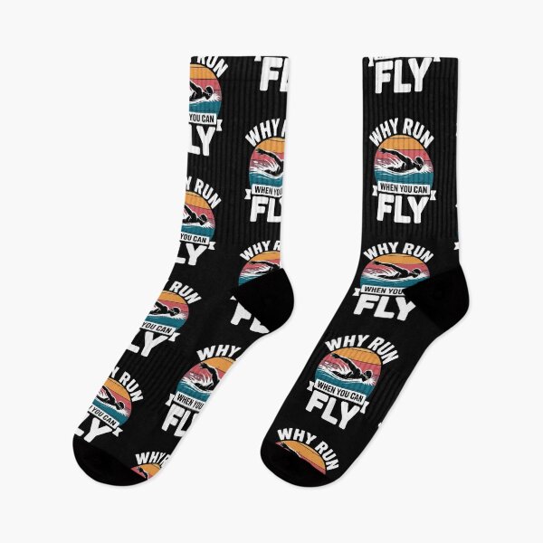 Item preview, Why Run When You Can Fly Retro Swim Lover Swimmer Swimming Quote designed and sold by yoddel.