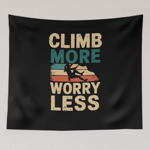 Item preview, Climb More Worry Less Retro Rock Climbing Mountain Bouldering Outdoor Climber designed and sold by yoddel.