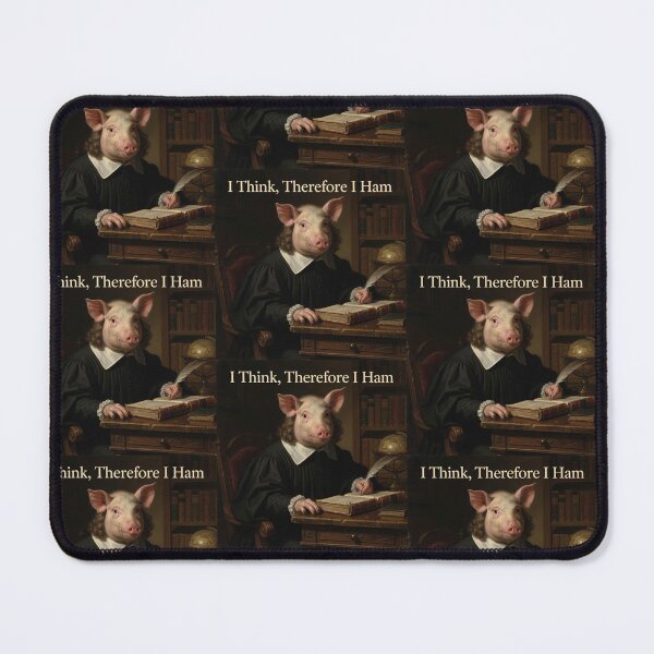 Item preview, Funny Descartes Inspired Pig Pun Design – “I Think Therefore I Ham” Pun on "I Think, Therefore I Am" Philosopher Animal Art designed and sold by Donsean22.