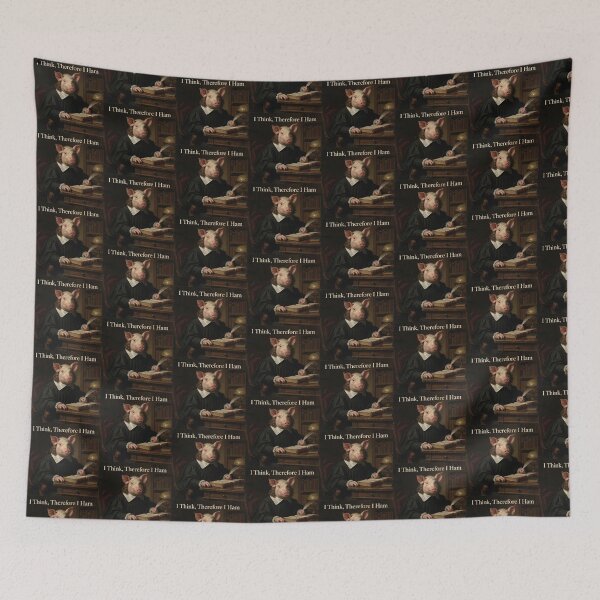 Item preview, Funny Descartes Inspired Pig Pun Design – “I Think Therefore I Ham” Pun on "I Think, Therefore I Am" Philosopher Animal Art designed and sold by Donsean22.