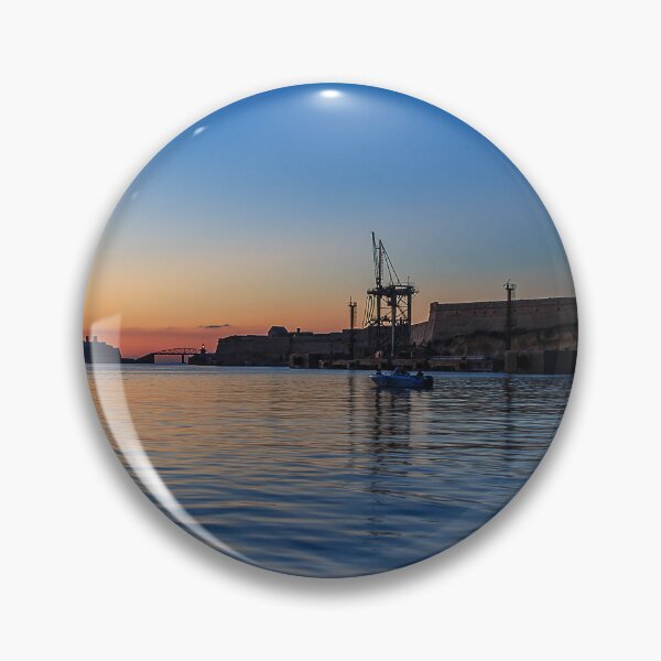 Item preview, Sunset Over Historic Harbor With Fortified Walls, Lighthouse and Calm Twilight Water designed and sold by Nmallia.