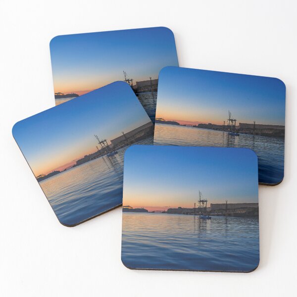 Item preview, Sunset Over Historic Harbor With Fortified Walls, Lighthouse and Calm Twilight Water designed and sold by Nmallia.