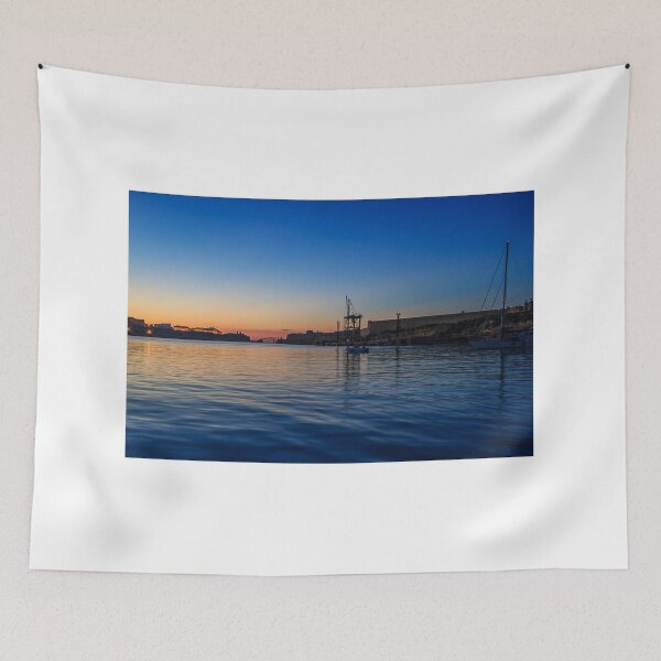 Item preview, Sunset Over Historic Harbor With Fortified Walls, Lighthouse and Calm Twilight Water designed and sold by Nmallia.