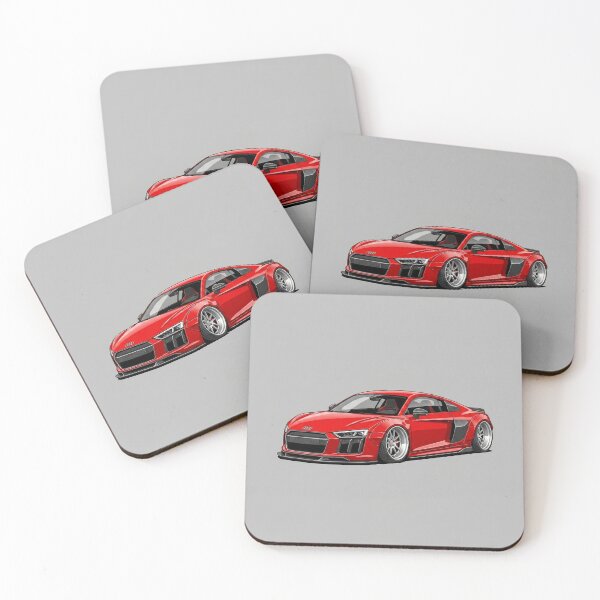 Item preview, Audi R8 V10 Red Custom Widebody Supercar JDM Stance Illustration designed and sold by Motorline44.