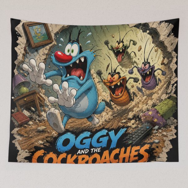 Item preview, Funny Blue Cat vs Crazy Bugs designed and sold by VL-allinone.