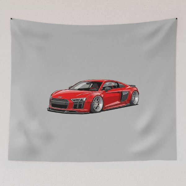 Item preview, Audi R8 V10 Superdeportivo Rojo Custom Widebody Ilustración designed and sold by Motorline44.