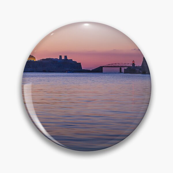 Item preview, Sunset Over Historic Harbor With Fortified Walls, Lighthouse and Calm Twilight Water designed and sold by Nmallia.