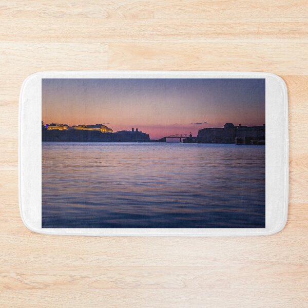 Item preview, Sunset Over Historic Harbor With Fortified Walls, Lighthouse and Calm Twilight Water designed and sold by Nmallia.