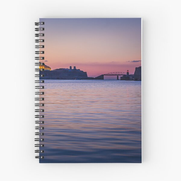 Item preview, Sunset Over Historic Harbor With Fortified Walls, Lighthouse and Calm Twilight Water designed and sold by Nmallia.
