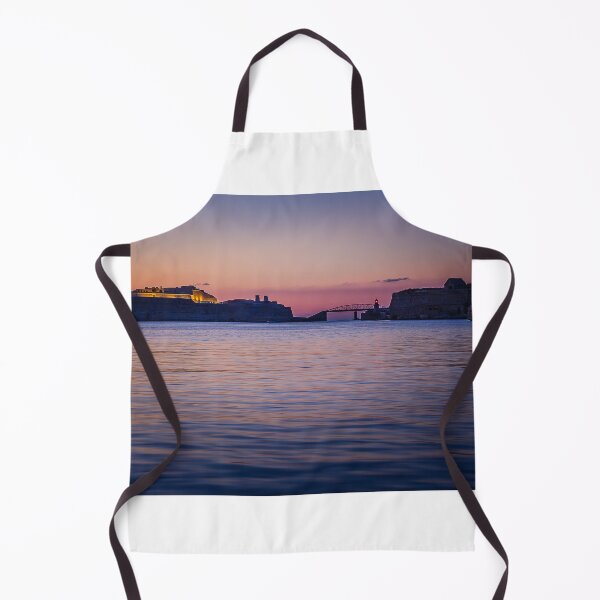 Item preview, Sunset Over Historic Harbor With Fortified Walls, Lighthouse and Calm Twilight Water designed and sold by Nmallia.