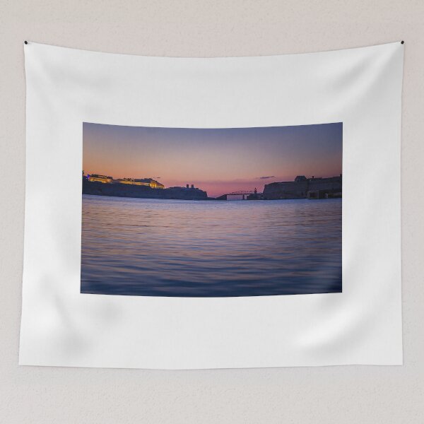 Item preview, Sunset Over Historic Harbor With Fortified Walls, Lighthouse and Calm Twilight Water designed and sold by Nmallia.