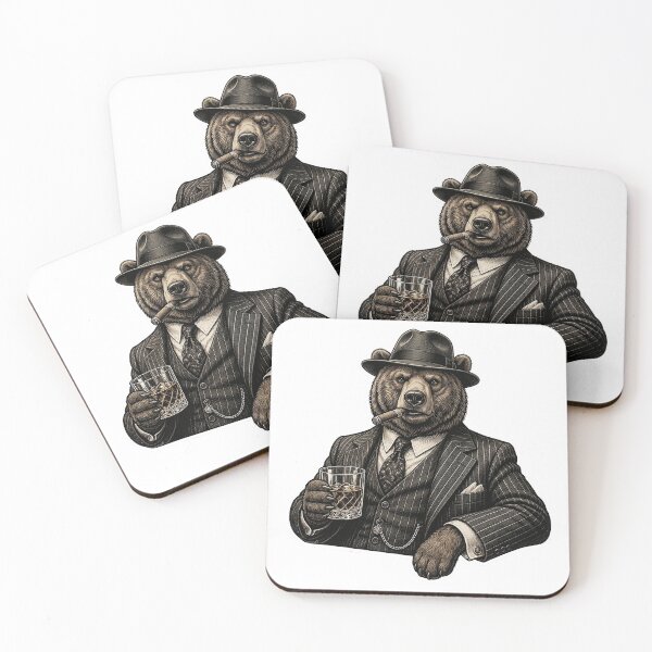 Item preview, Classy Mafia Bear Vintage Gentleman Smoking Cigar Whiskey designed and sold by Articooler.