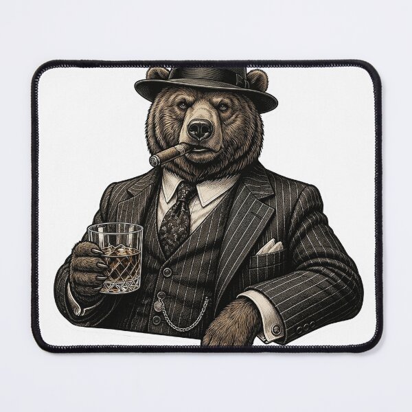 Item preview, Classy Mafia Bear Vintage Gentleman Smoking Cigar Whiskey designed and sold by Articooler.
