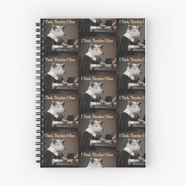 Item preview, Funny Descartes Inspired Pig Pun Vintage Black and White Photo Design – “I Think Therefore I Ham” Pun on "I Think, Therefore I Am" Philosopher Animal Art designed and sold by Donsean22.