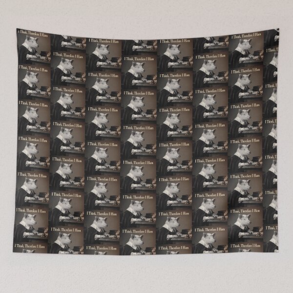 Item preview, Funny Descartes Inspired Pig Pun Vintage Black and White Photo Design – “I Think Therefore I Ham” Pun on "I Think, Therefore I Am" Philosopher Animal Art designed and sold by Donsean22.