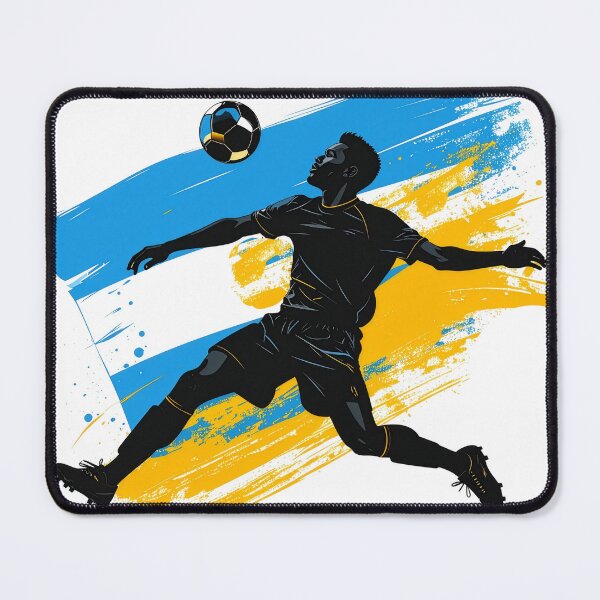 Item preview, Argentina Soccer Player Art — Argentine Football Flag Action Fan Print designed and sold by icemanphotos.