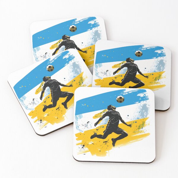 Item preview, Argentina Soccer Player Art — Argentine Football Flag Action Fan Print designed and sold by icemanphotos.
