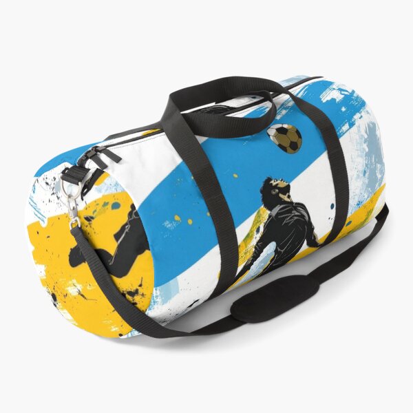 Item preview, Argentina Soccer Player Art — Argentine Football Flag Action Fan Print designed and sold by icemanphotos.