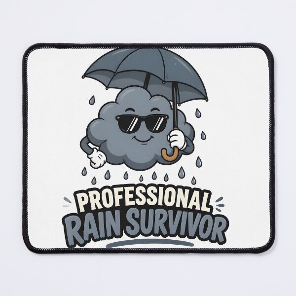 Item preview, Professional Rain Survivor Funny Weather Design | Cute Cloud with Umbrella T-Shirt & Sticker designed and sold by ColorClouds.
