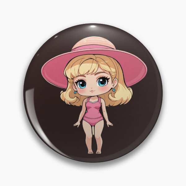 Item preview, Retro Pink Beach Fashion Doll Cute Illustration designed and sold by DanishDesignCo.