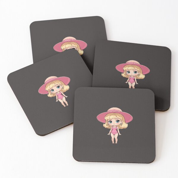 Item preview, Retro Pink Beach Fashion Doll Cute Illustration designed and sold by DanishDesignCo.