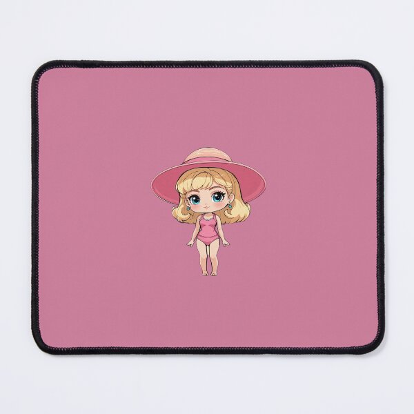 Item preview, Retro Pink Beach Fashion Doll Cute Illustration designed and sold by DanishDesignCo.