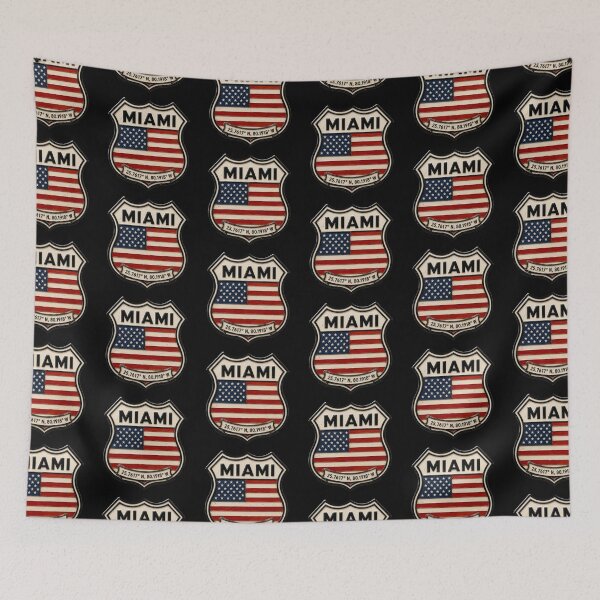 Item preview, Miami Vintage USA Flag Emblem Coordinates Art designed and sold by PlanetEye Designs.