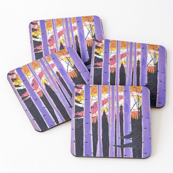 Item preview, White Owl, Purple Birch Trees, Alaska Aspen Trees Forest, Sunset, Scott Clendaniel designed and sold by Scott Clendaniel.