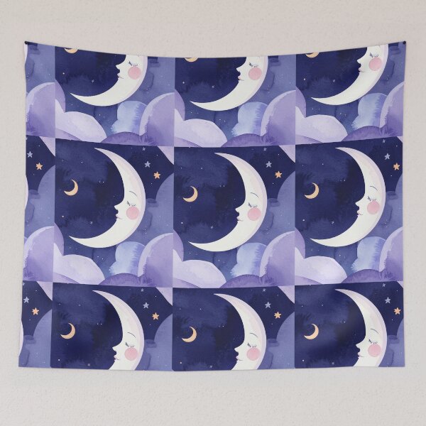 Item preview, Lonely Moon | Dreamy Celestial Watercolor Art designed and sold by DesignsByTaara.