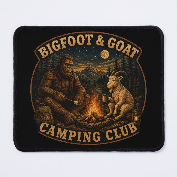 Item preview, Bigfoot & Goat Camping Club – Vintage Campfire Adventure designed and sold by NicheBloom.