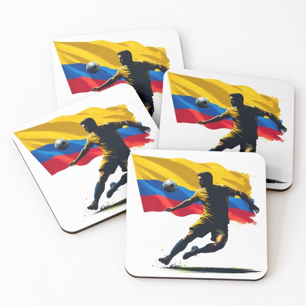 Item preview, Colombia Soccer Player Art — Colombian Football Flag Action Fan Print designed and sold by icemanphotos.