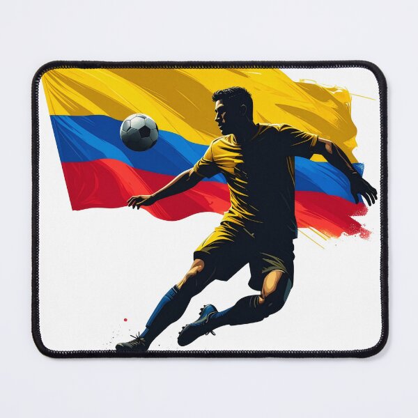 Item preview, Colombia Soccer Player Art — Colombian Football Flag Action Fan Print designed and sold by icemanphotos.