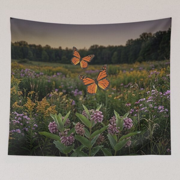 Item preview, Butterfly Over Milkweed: A Meadow Symphony designed and sold by Fei Long Design Hub.