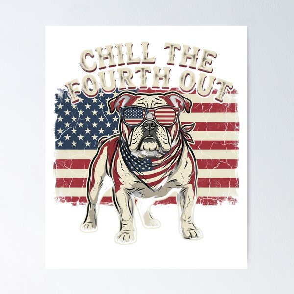 Item preview, Chill The Fourth Out Bulldog American Flag Sunglasses designed and sold by JMDesignHub.