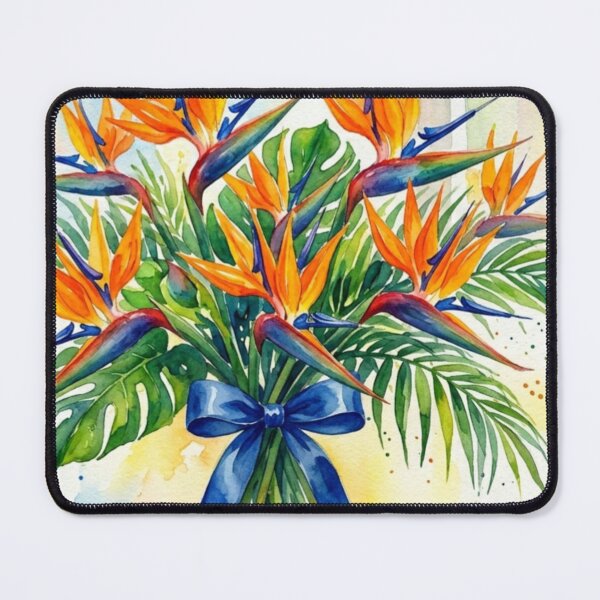 Item preview, Bird of Paradise Watercolor Bouquet designed and sold by RakyLaky.