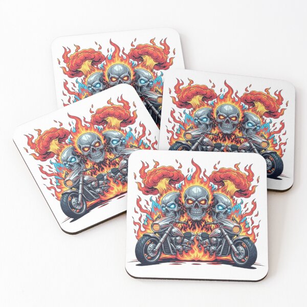 Item preview, Blazing Skull Motorcycle Crew – Firestorm Biker Tee designed and sold by PixelStyle Studio.