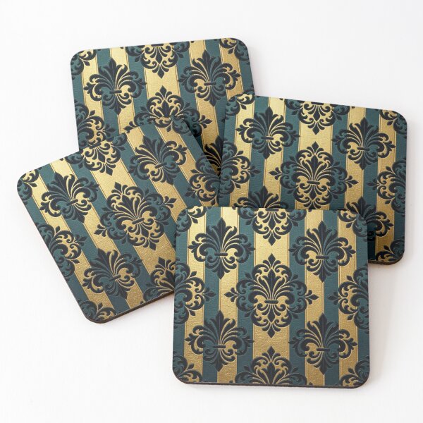 Item preview, Striped Teal & Gold Damask designed and sold by DesignsByPrnces.