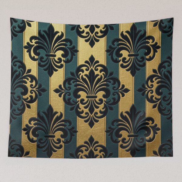 Item preview, Striped Teal & Gold Damask designed and sold by DesignsByPrnces.