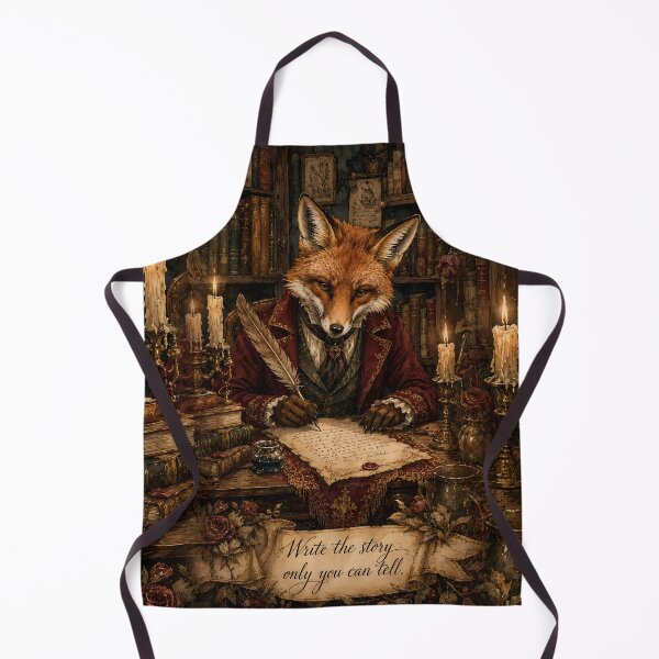 Item preview, Write the Story Only You Can Tell — Poetcore Fox Dark Academia Library Watercolor Art Print designed and sold by AbderraimArt.