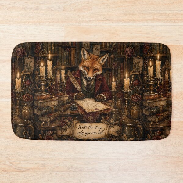 Item preview, Write the Story Only You Can Tell — Poetcore Fox Dark Academia Library Watercolor Art Print designed and sold by AbderraimArt.