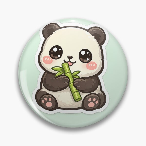 Aperçu de l'œuvre Autocollant Panda Mignon ? | Bébé Panda Kawaii tenant un bambou | Cadeau Panda Adorable créée et vendue par Moss & Moon Studio.