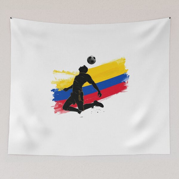 Item preview, Colombia Soccer Player Art — Colombian Football Flag Action Fan Print designed and sold by icemanphotos.