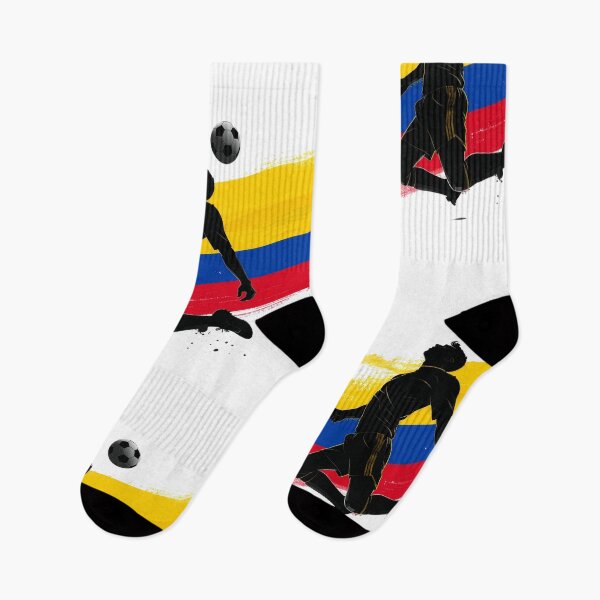 Item preview, Colombia Soccer Player Art — Colombian Football Flag Action Fan Print designed and sold by icemanphotos.