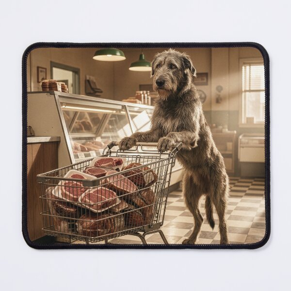 Item preview, Irish Wolfhound Stocks up For Barbeque designed and sold by Tridentulus.