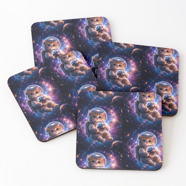 Item preview, Space Cat Astronaut Kitten in Galaxy Universe designed and sold by Curious-Cosmos.