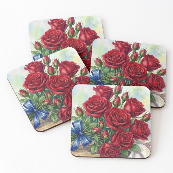 Item preview, Red Roses Watercolor Bouquet designed and sold by RakyLaky.